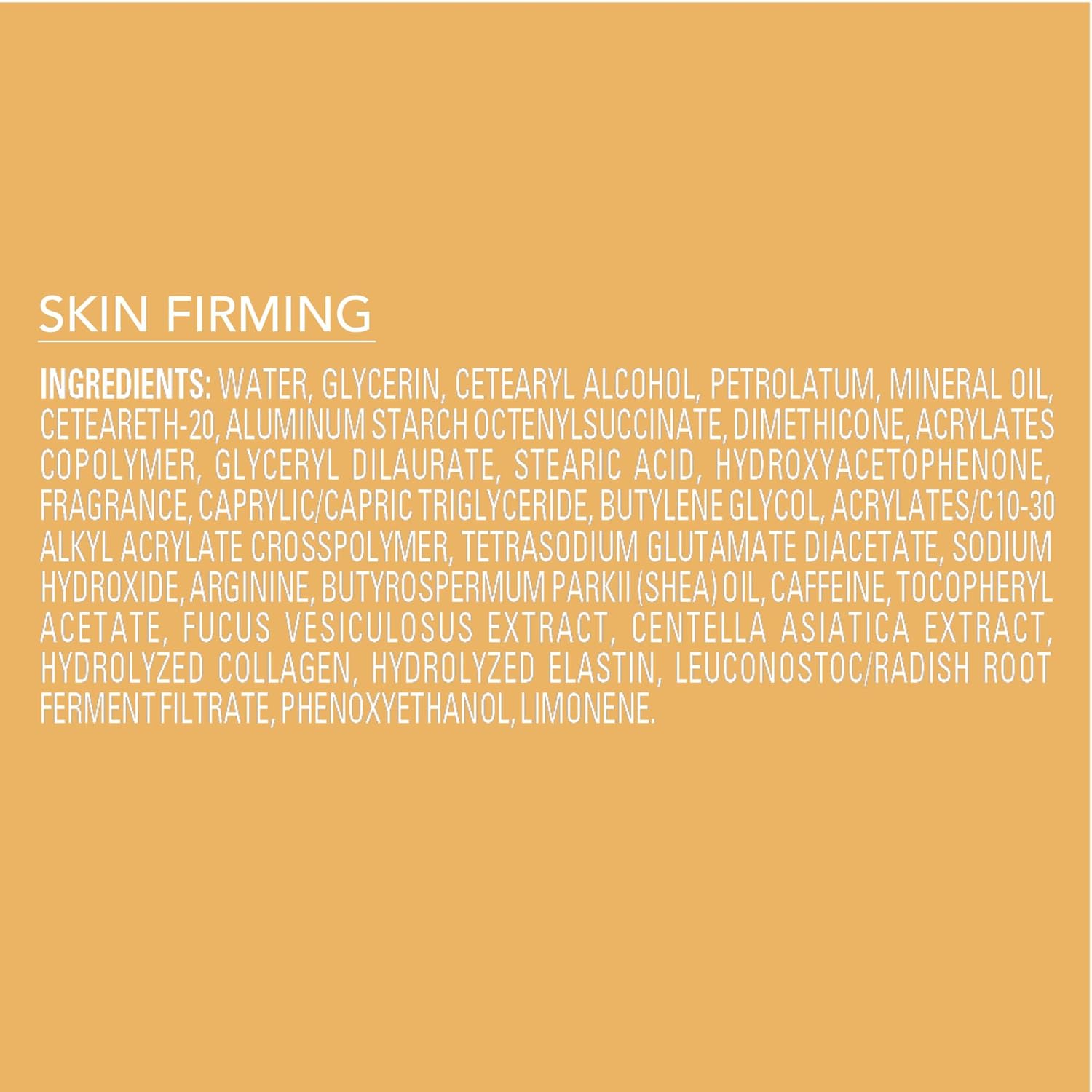 Jergens Skin Firming Toning Moisturizer 496 ml bottle ingredients list