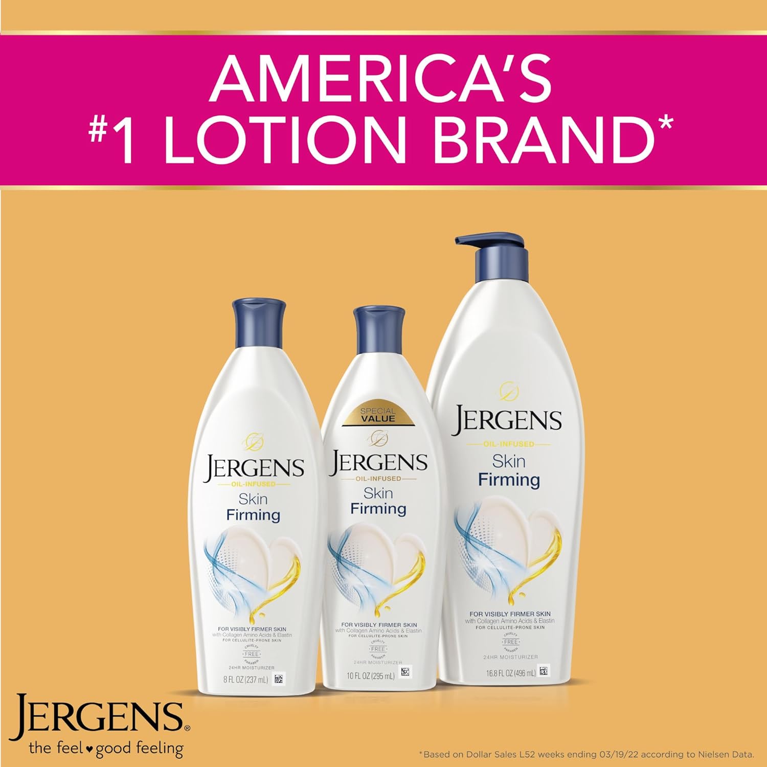 Jergens Oil-Infused Skin Firming Toning Moisturizer 16.8oz pump bottle white