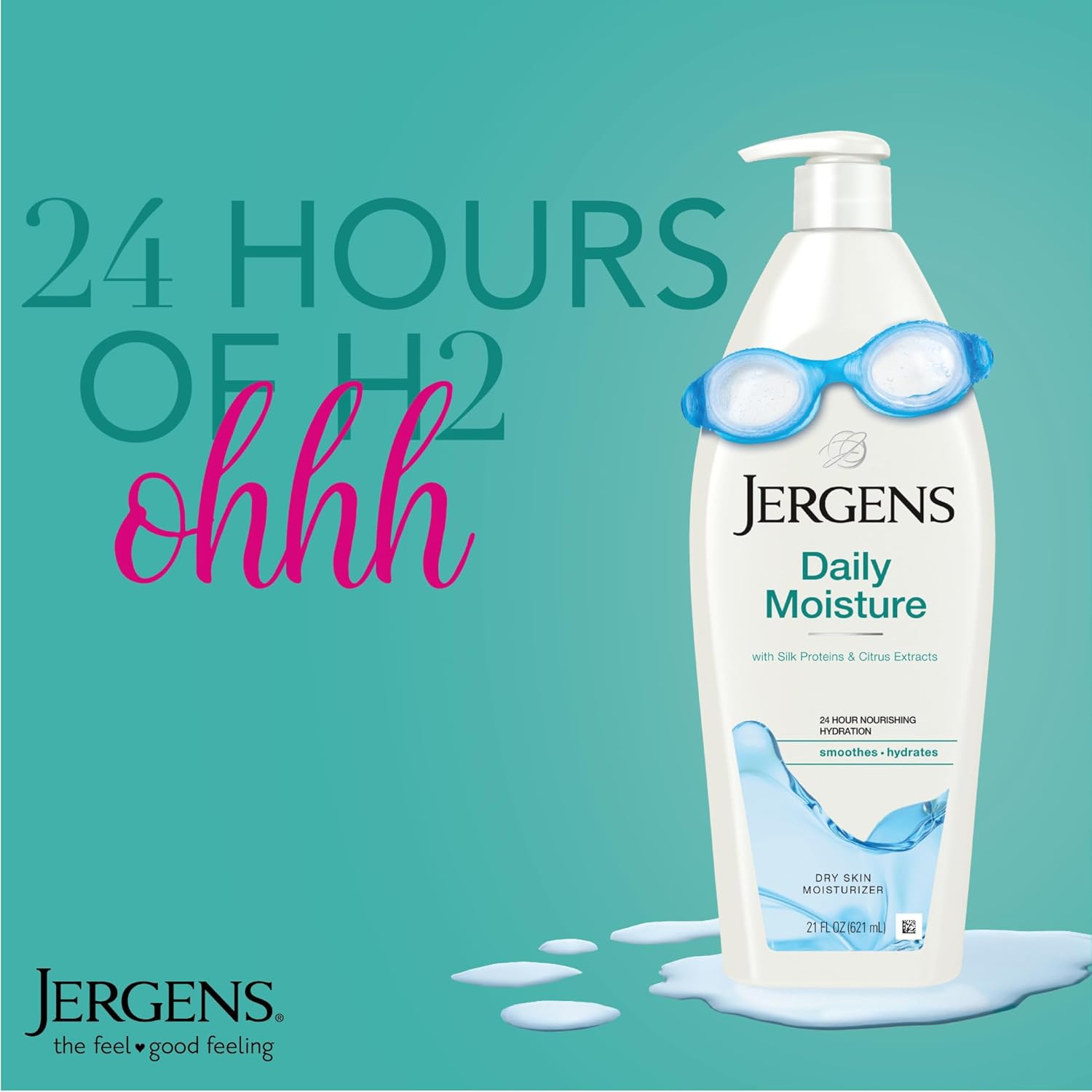 Jergens Daily Moisture dry skin moisturiser 21 fl oz pump bottle with silk proteins