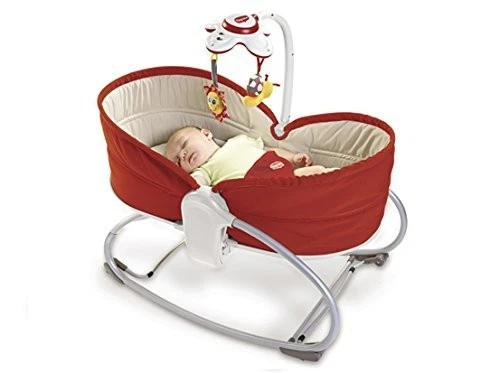 Tiny Love 3-in-1 Rocker Napper red baby sleeper with toys and arch