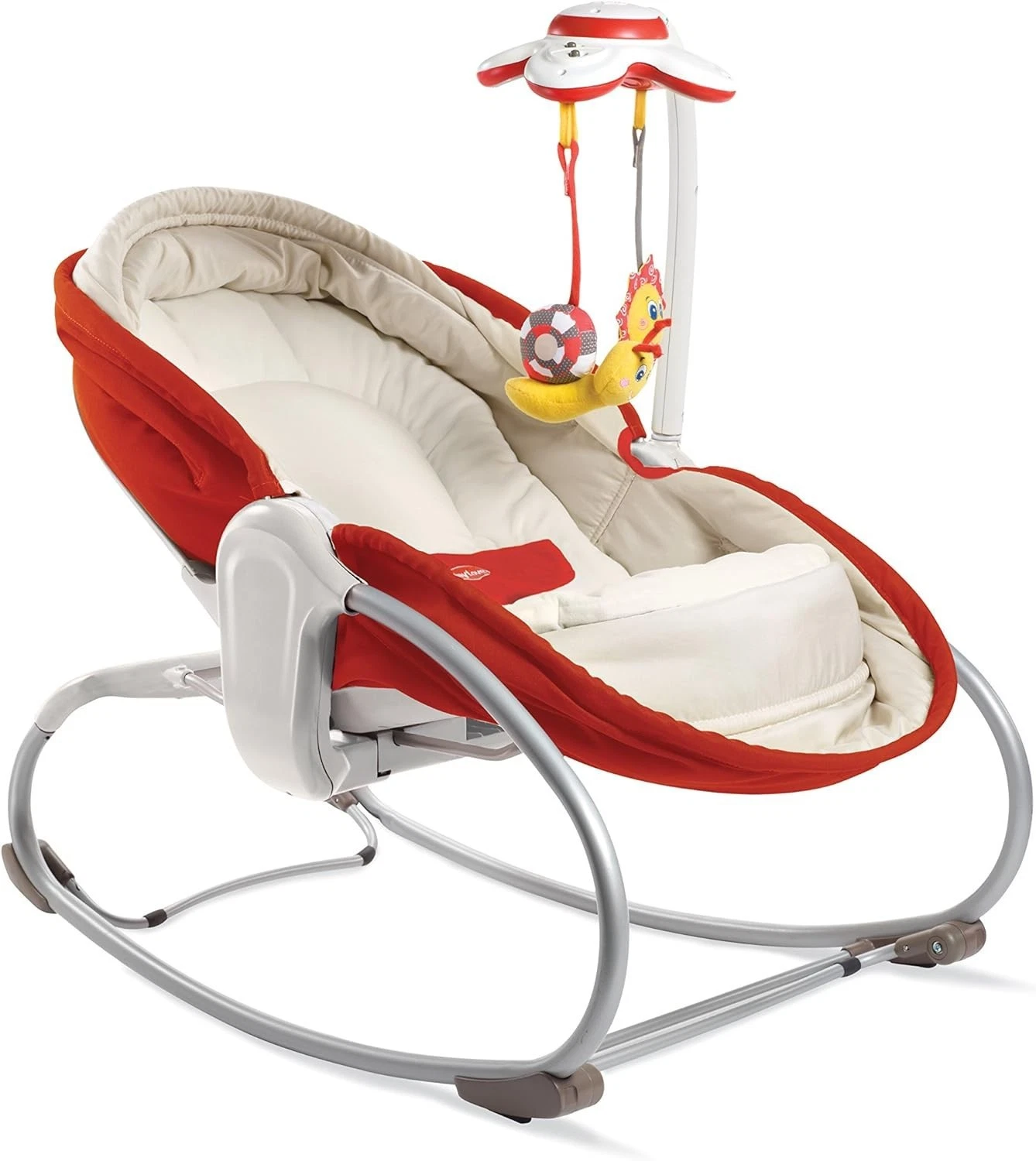 Tiny Love 3-in-1 Rocker Napper red baby bouncer with attachments
