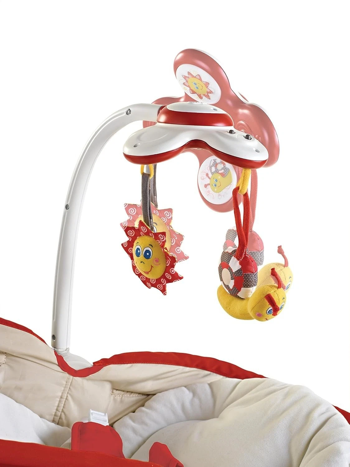 Tiny Love 3-in-1 Rocker Napper red baby bouncer with hanging toys