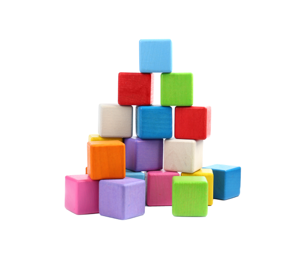 Colourful foam building blocks set, multi-coloured stacking toy cubes