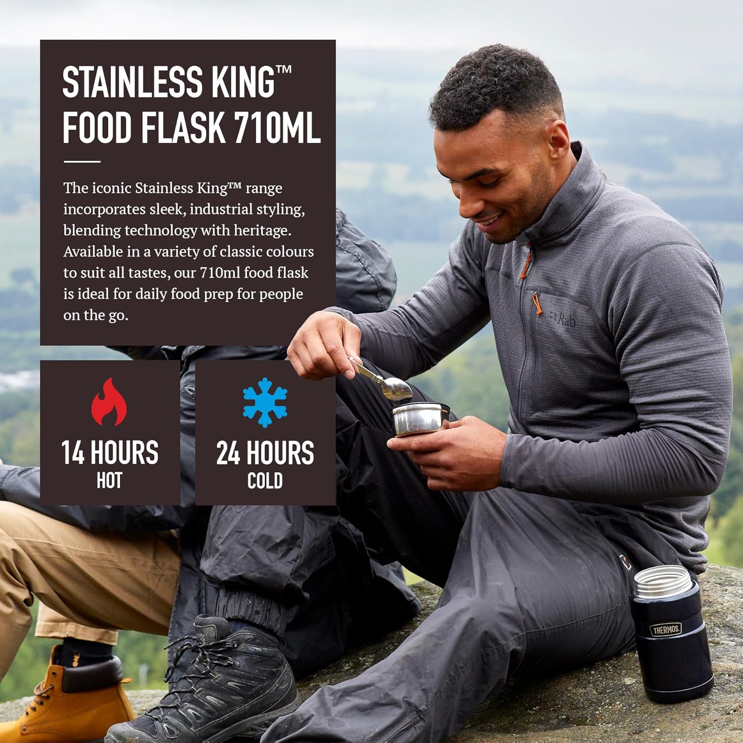 Thermos Stainless King gunmetal food flask 710 ml with lid