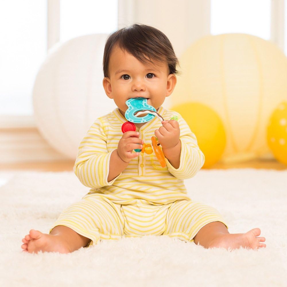Infantino Go Gaga Slide and Chew Teether Keys with turquoise and orange elements