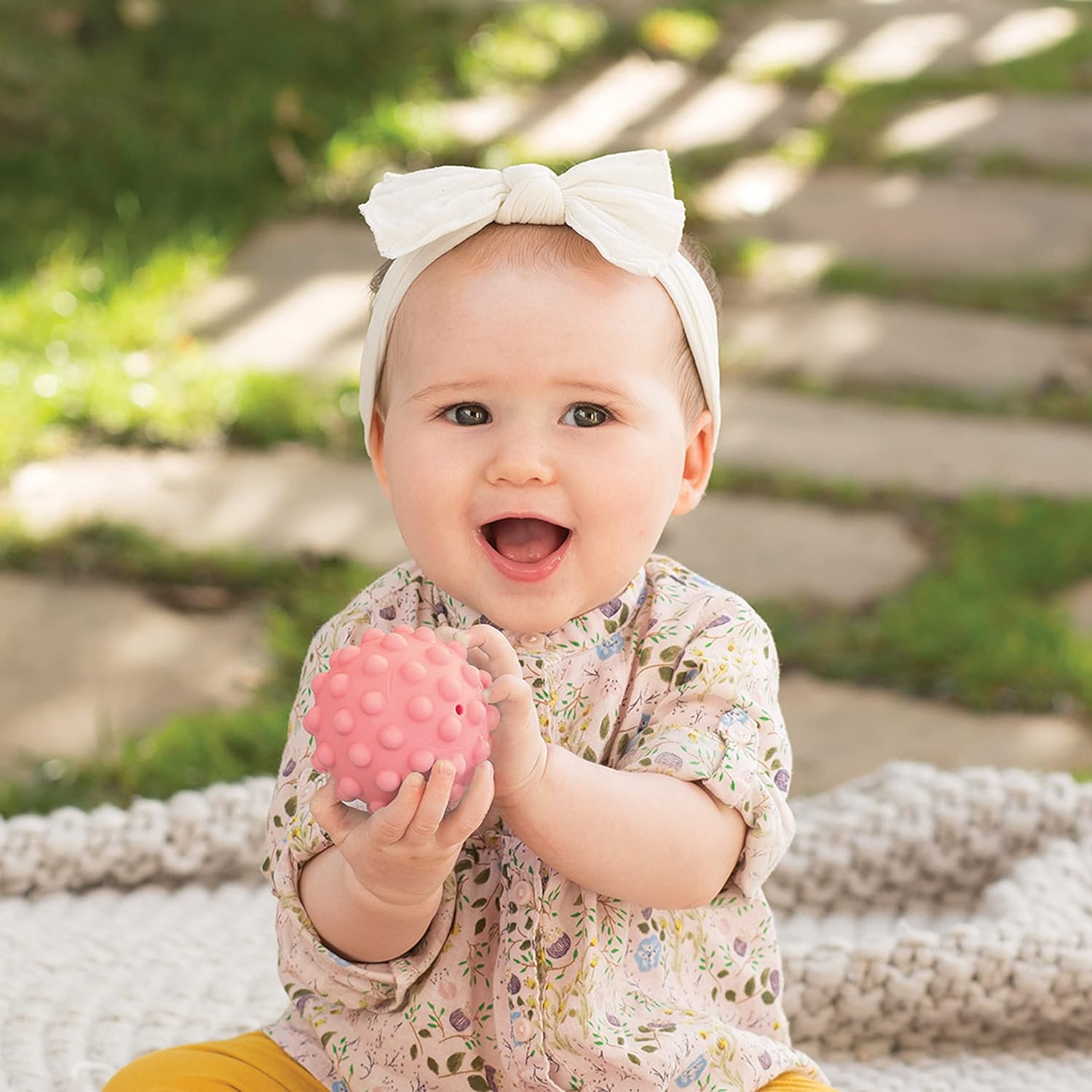 Infantino Textured Multi Ball Set pink sensory ball with bumpy texture