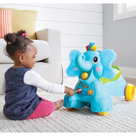 Infantino 3-in-1 Sit, Walk & Ride blue elephant toy for babies