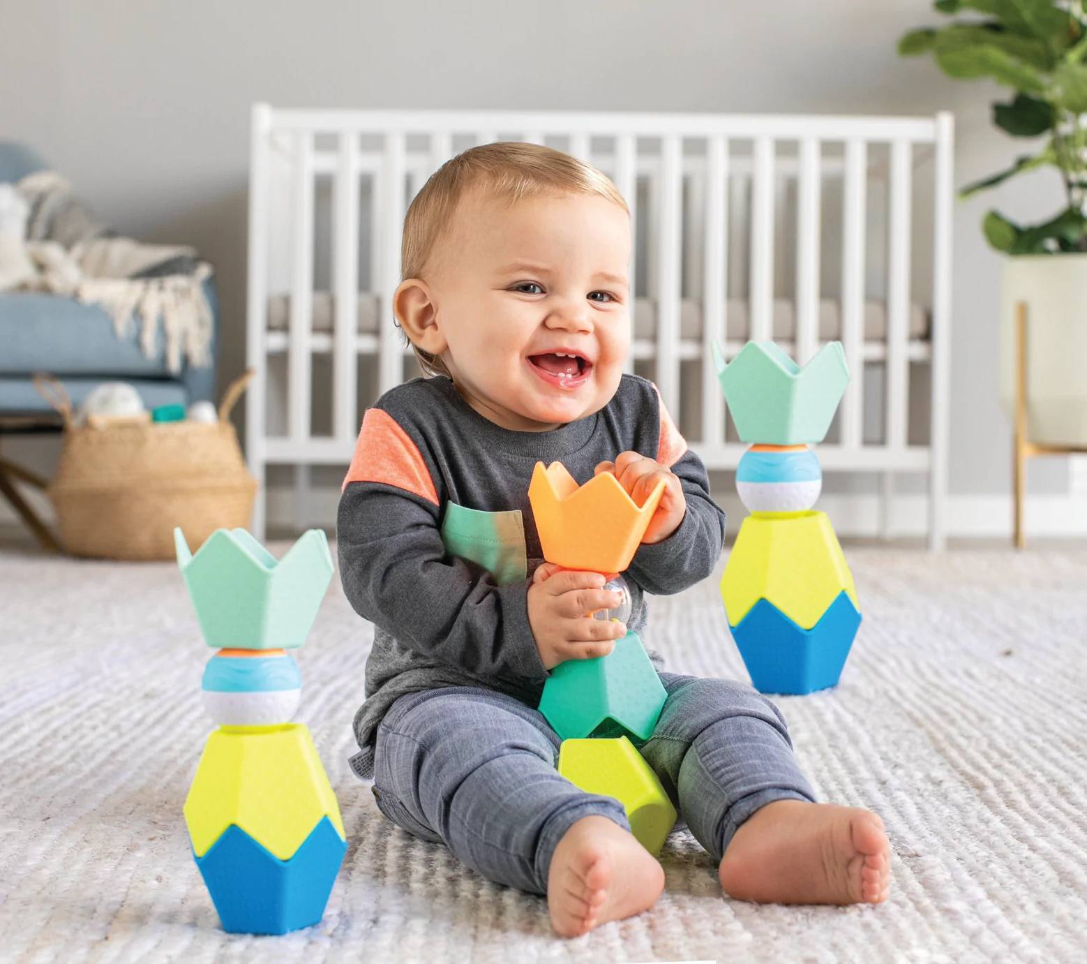 Infantino colourful stacking cups and activity ball set for babies