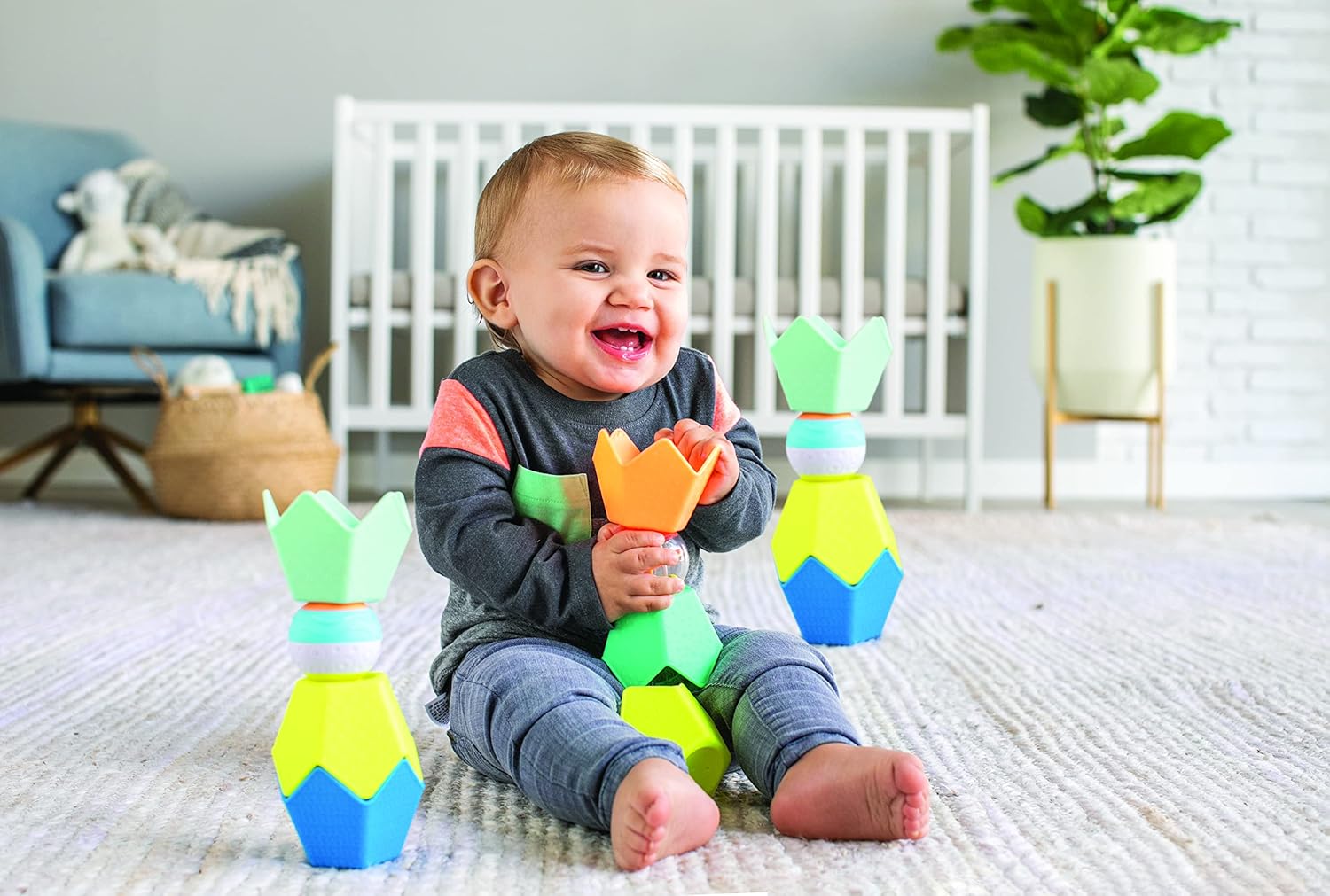 Infantino colourful sensory stacking cups and activity ball set for babies