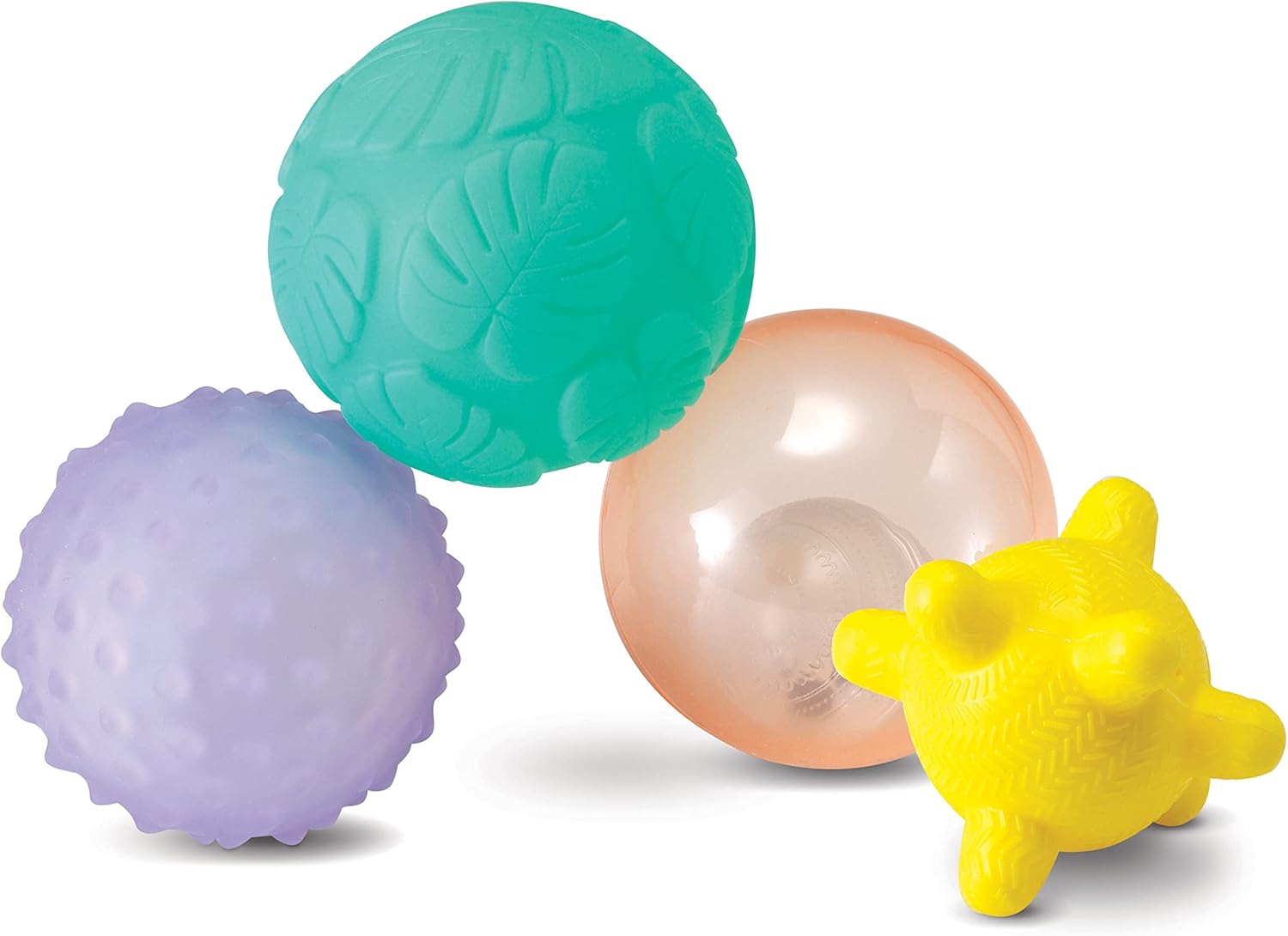 Infantino Activity Ball Set with turquoise, purple, peach and yellow sensory balls