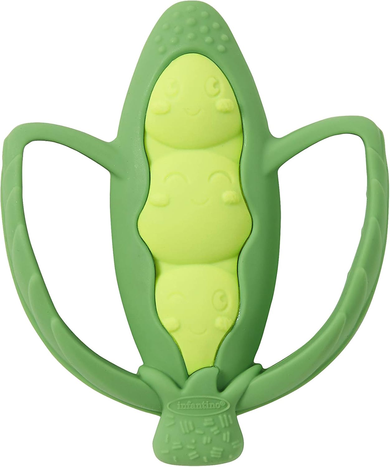Infantino Lil' Nibbles green and yellow textured silicone teether toy