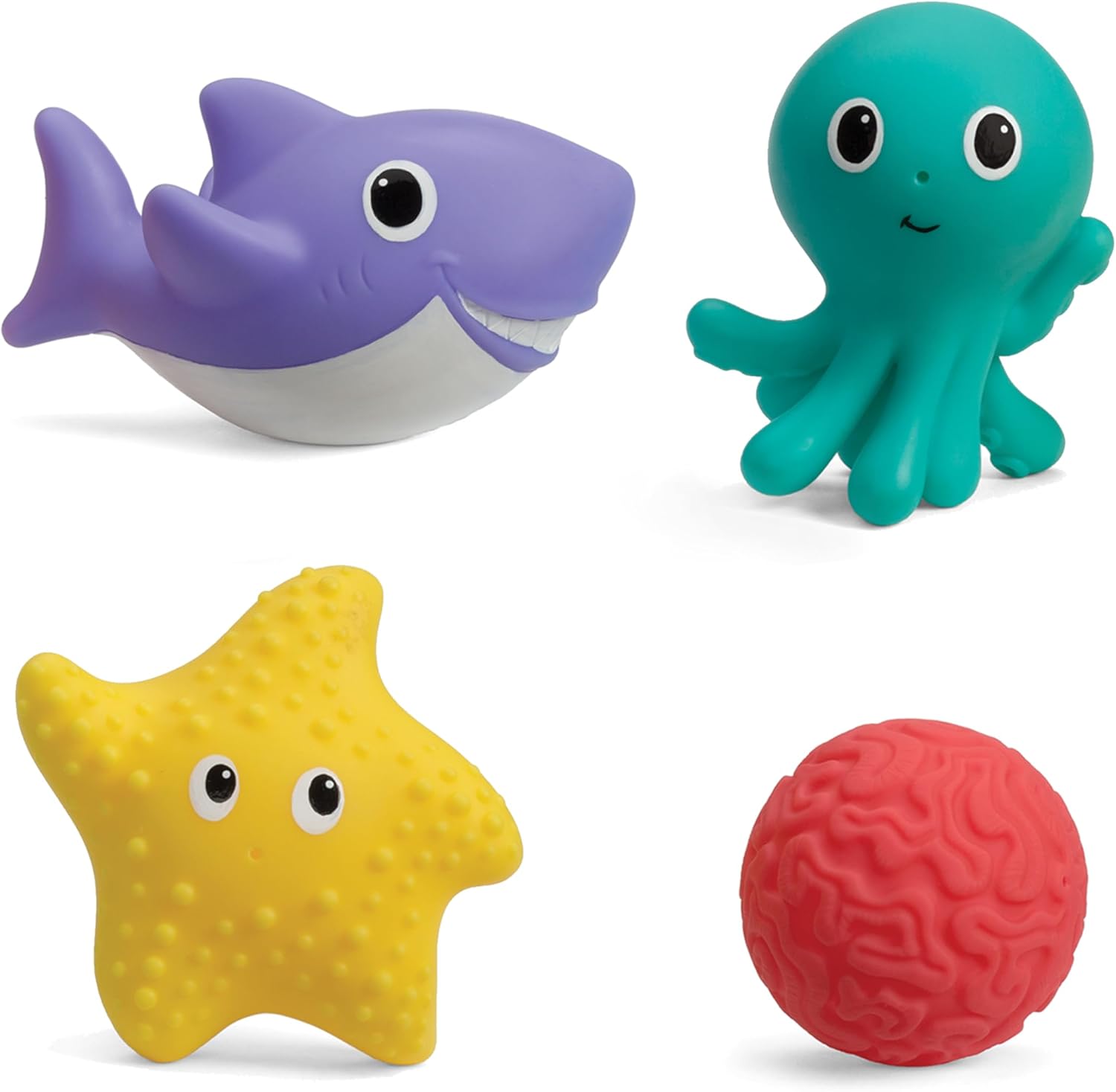 Infantino Aquarium Bath Squirters 8-piece set with shark, octopus, starfish and ball toys
