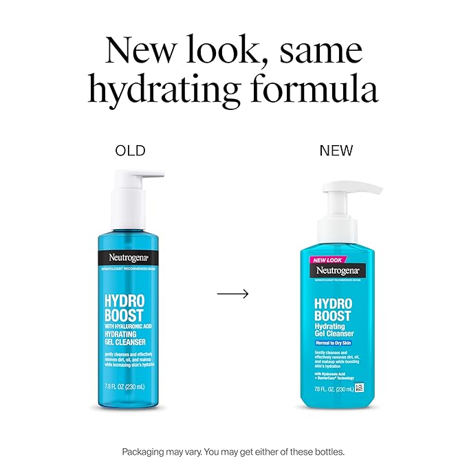 Neutrogena Hydro Boost Hydrating Gel Cleanser 230ml blue bottle pump dispenser
