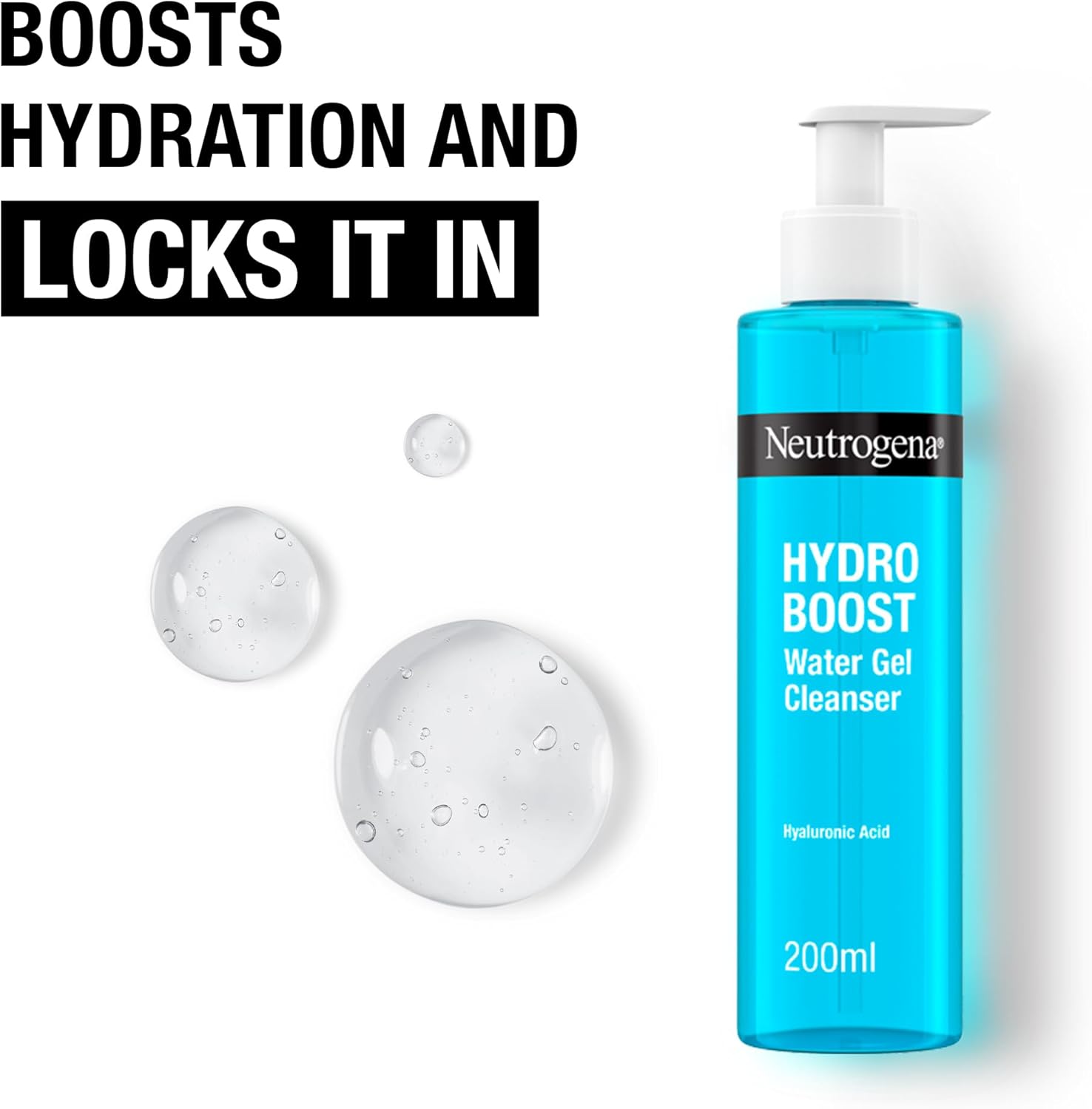 Neutrogena Hydro Boost Water Gel Cleanser 200ml turquoise bottle with pump