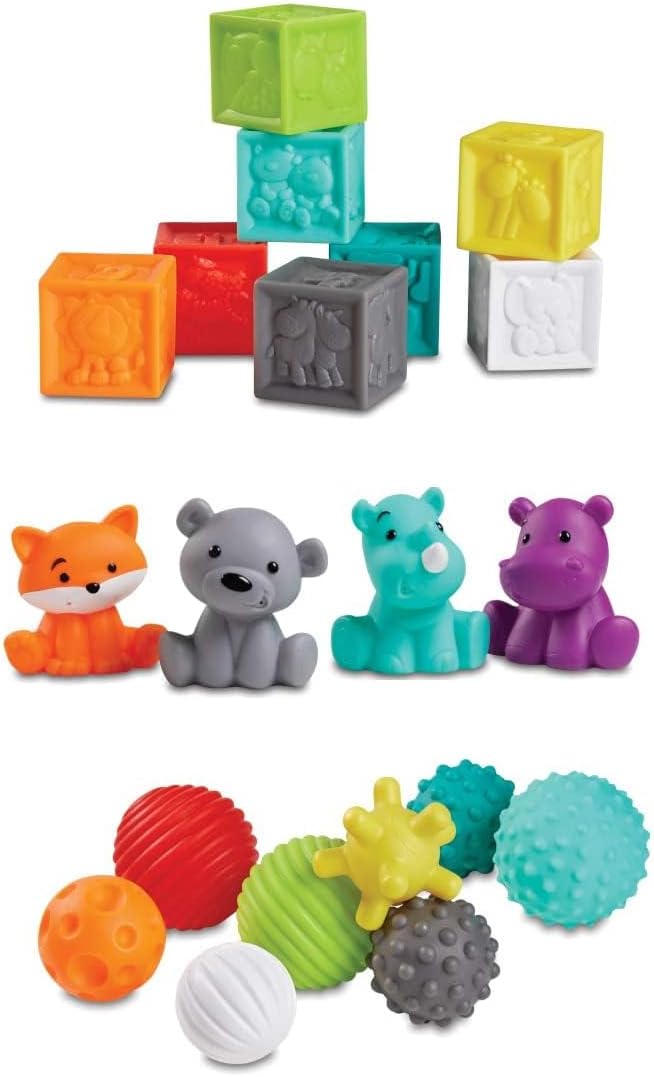 Infantino Sensory Balls, Blocks & Buddies Set 20 pack colourful toy collection