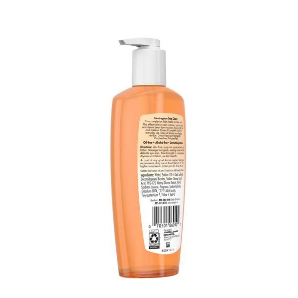 Neutrogena Deep Clean Facial Cleanser 200ml orange pump bottle