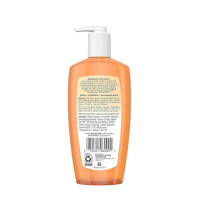 Neutrogena Deep Clean Facial Cleanser 200ml orange pump bottle