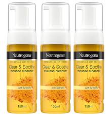 Neutrogena Clear & Soothe Mousse Cleanser 150ml three pack foaming cleanser