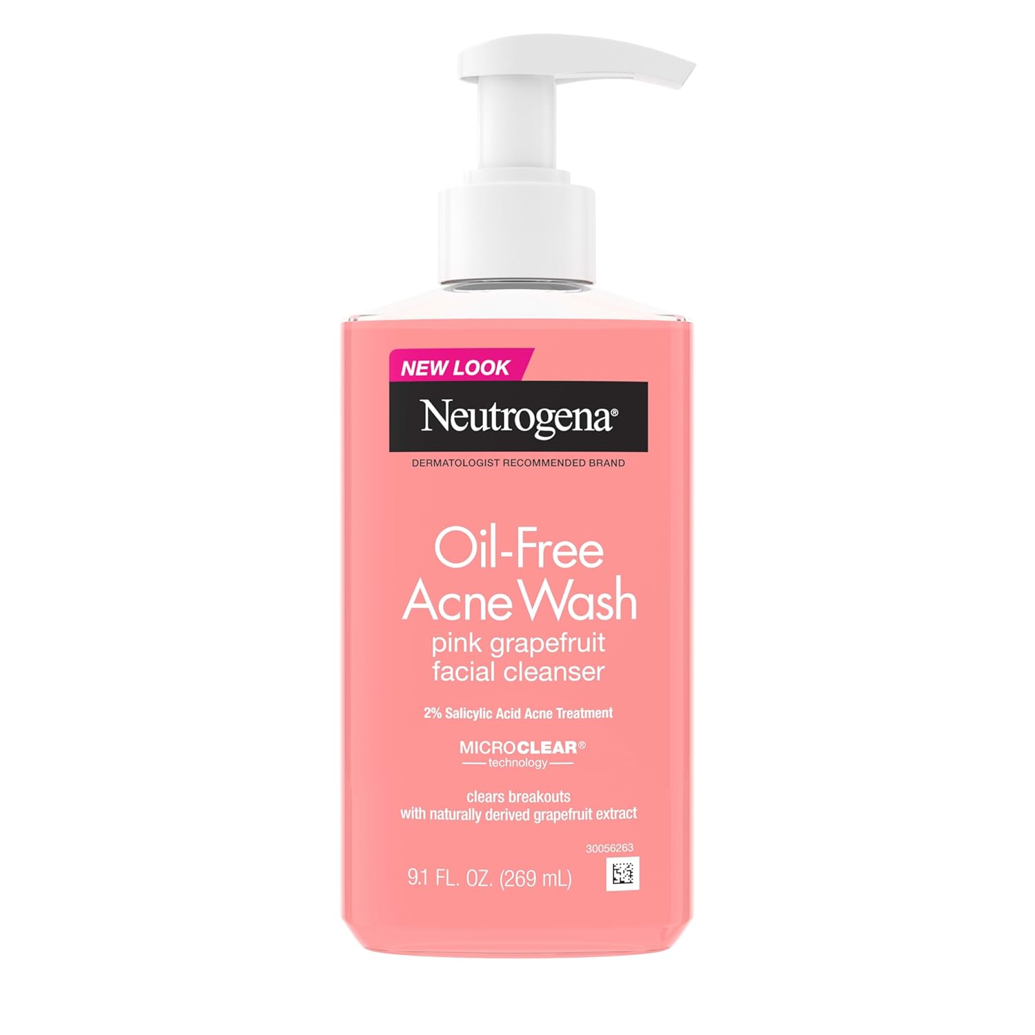 Neutrogena Oil-Free Acne Wash pink grapefruit facial cleanser 264ml pump bottle