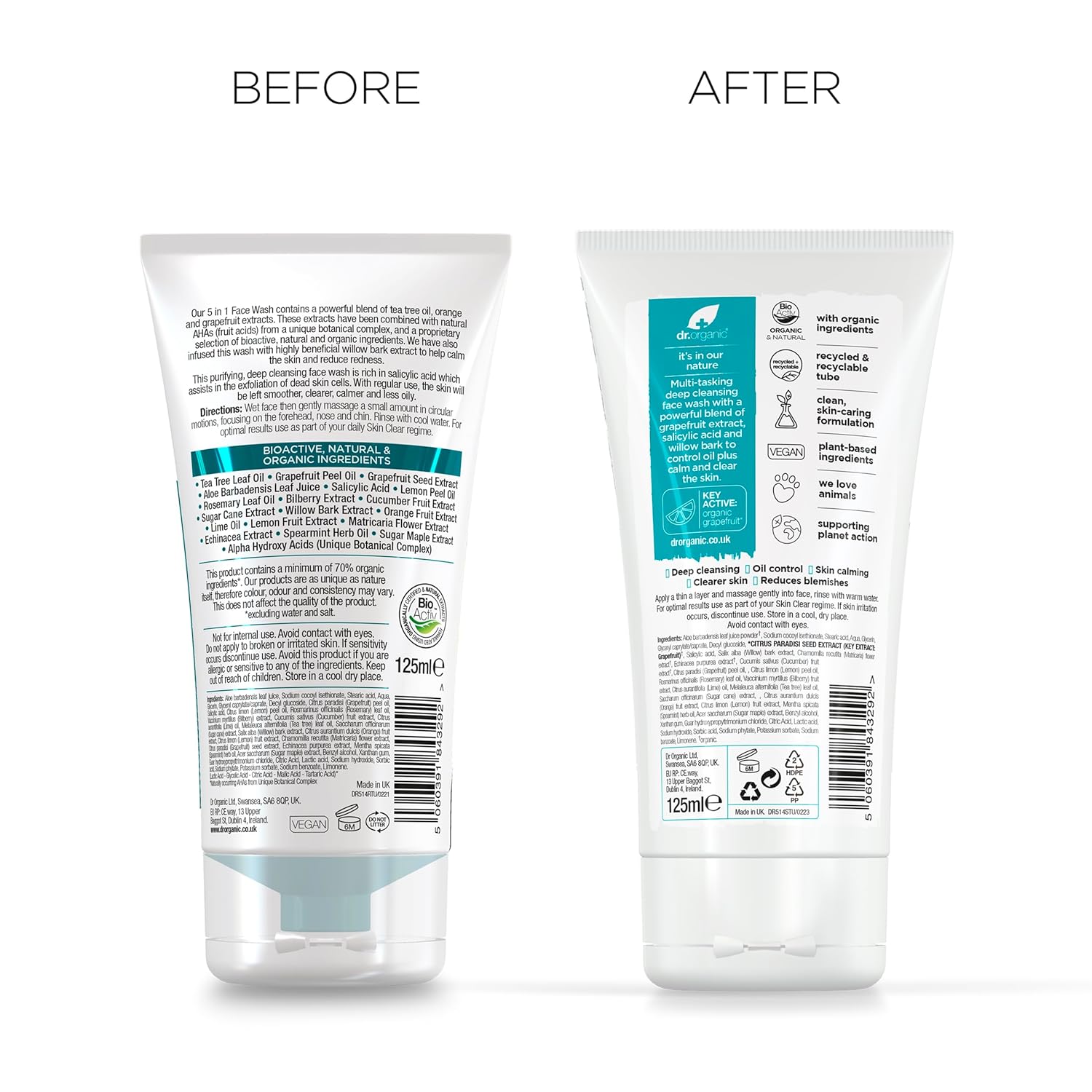 Dr Organic Skin Clear Tea Tree Deep Pore Cleansing Face Wash 125ml tube
