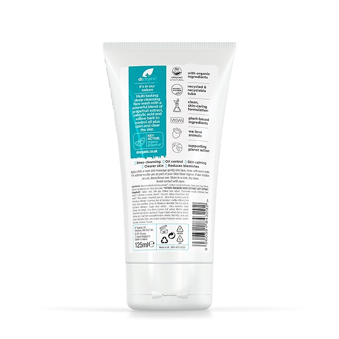 Dr Organic Tea Tree Deep Pore Cleansing Face Wash 125ml tube
