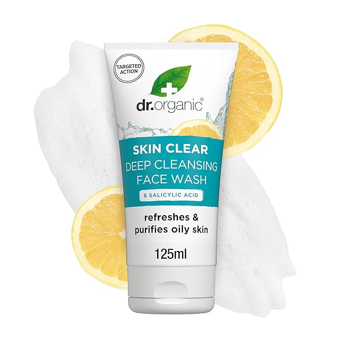 Dr Organic Skin Clear Deep Cleansing Face Wash 125ml tube with salicylic acid