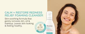 Aveeno Calm Restore Redness Relief Foaming Cleanser 180ml bottle