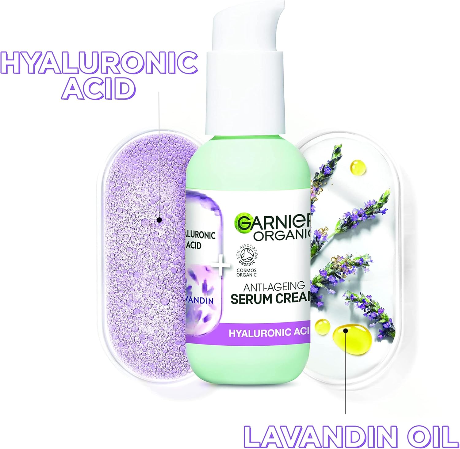 Garnier Organic Lavandin Hyaluronic Acid Anti-Ageing Serum Cream bottle