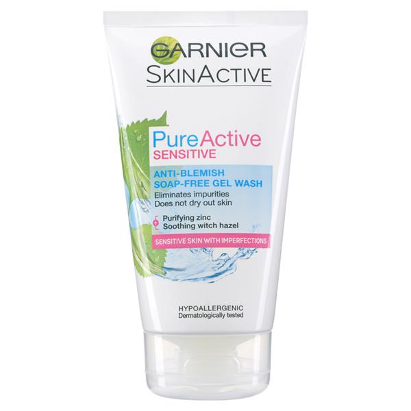 Garnier Pure Active Sensitive anti-blemish soap-free gel wash 150ml tube