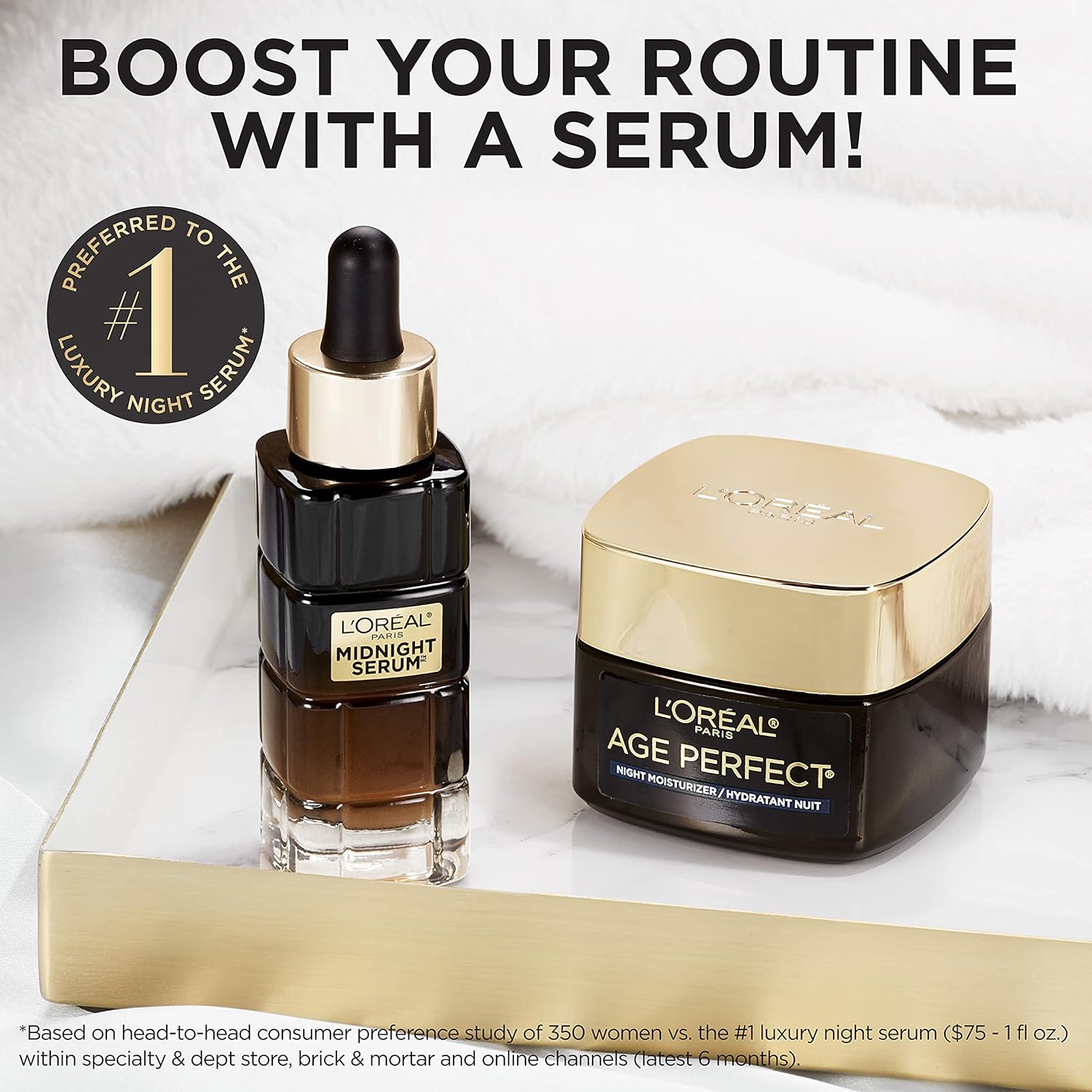L'Oréal Paris Age Perfect night cream with gold lid and black jar container