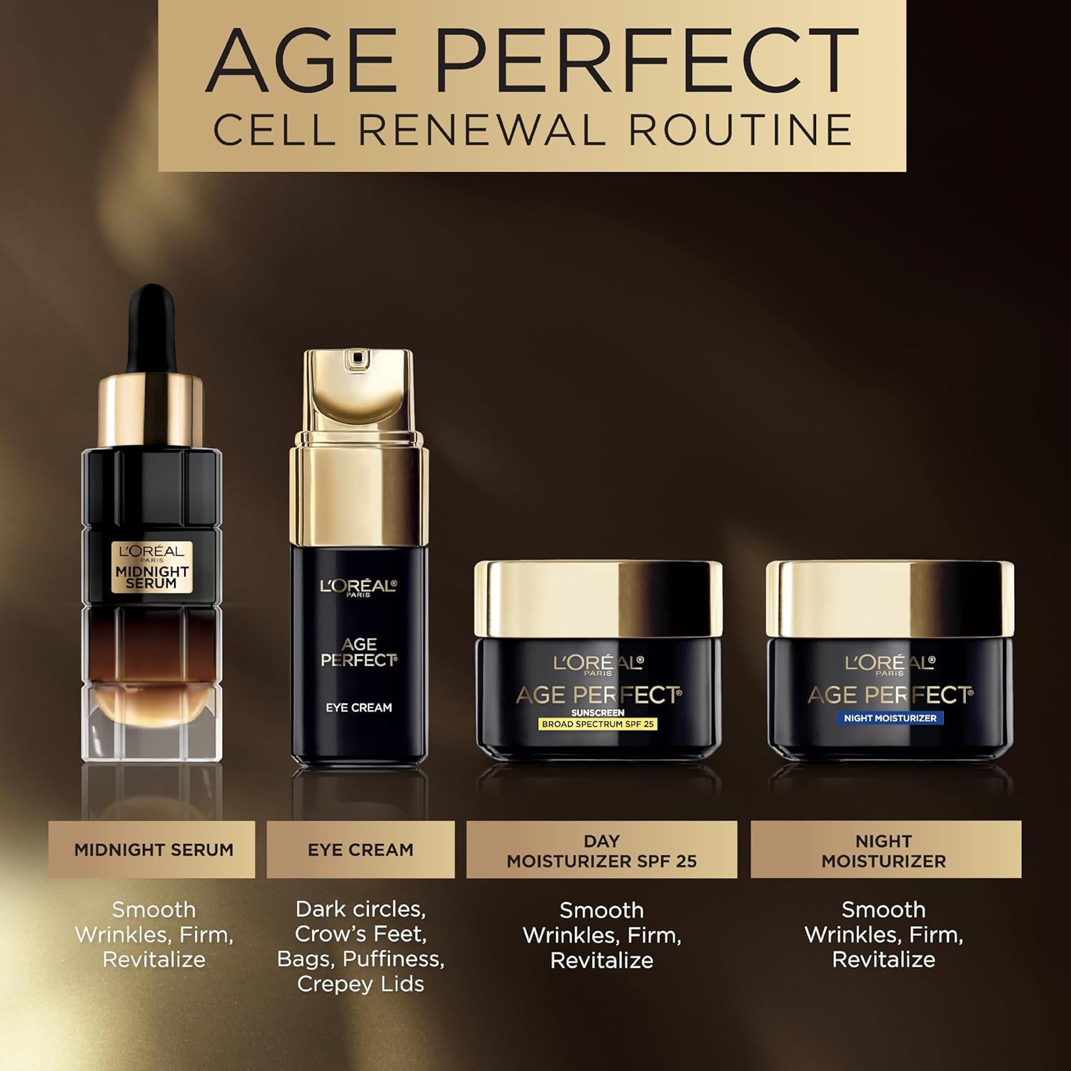 L'Oréal Paris Age Perfect Night Moisturiser black jar with gold lid cream