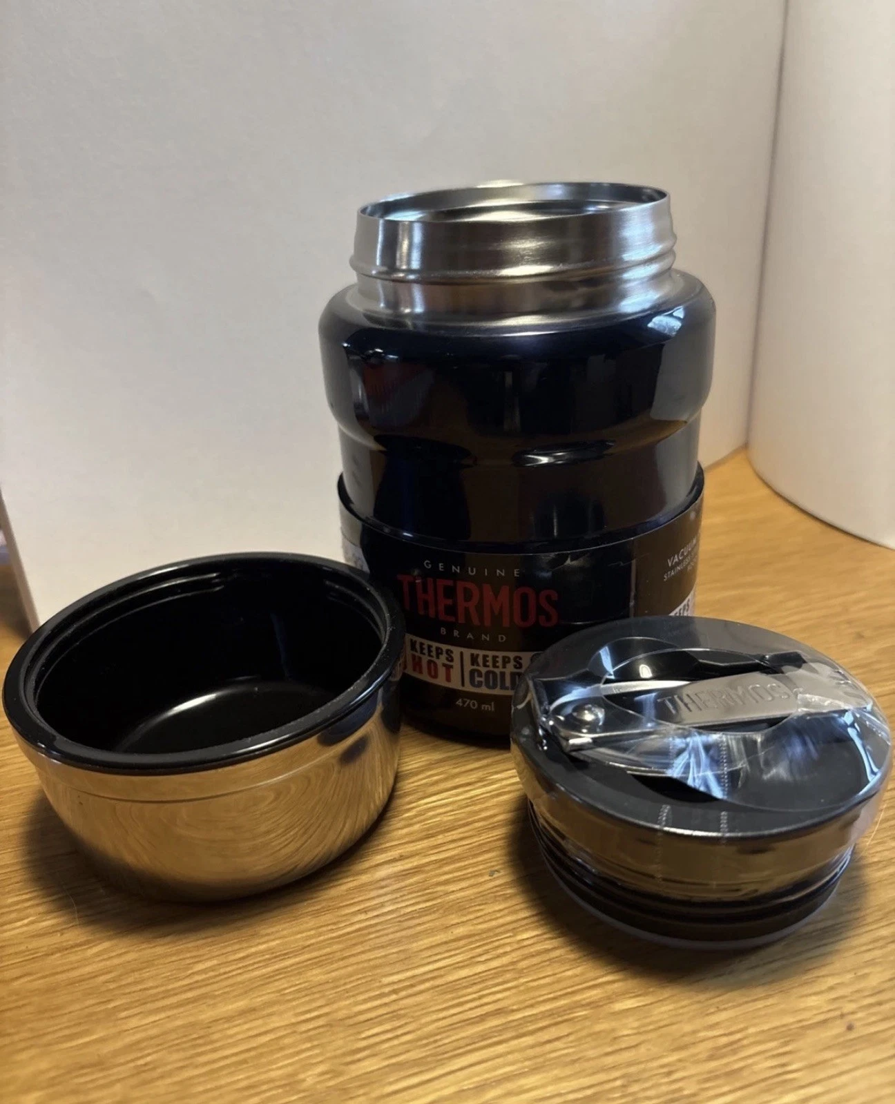 Thermos Stainless King midnight blue food flask 470ml with lid and container