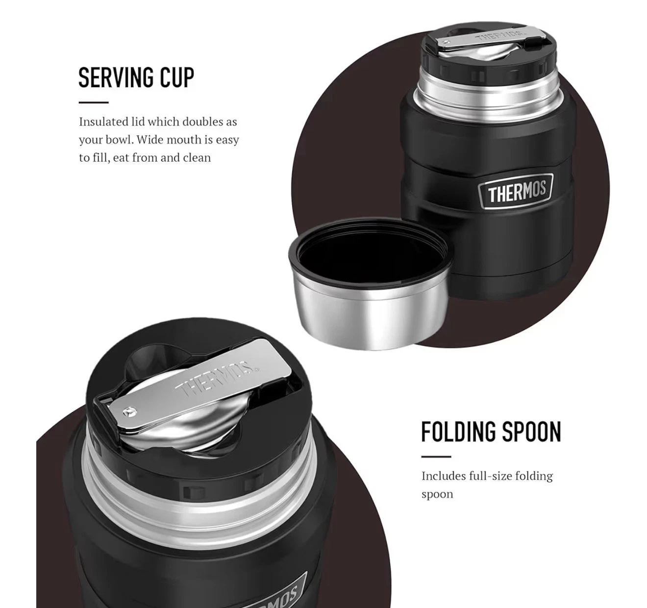 Thermos Stainless King midnight blue food flask 470ml with serving cup