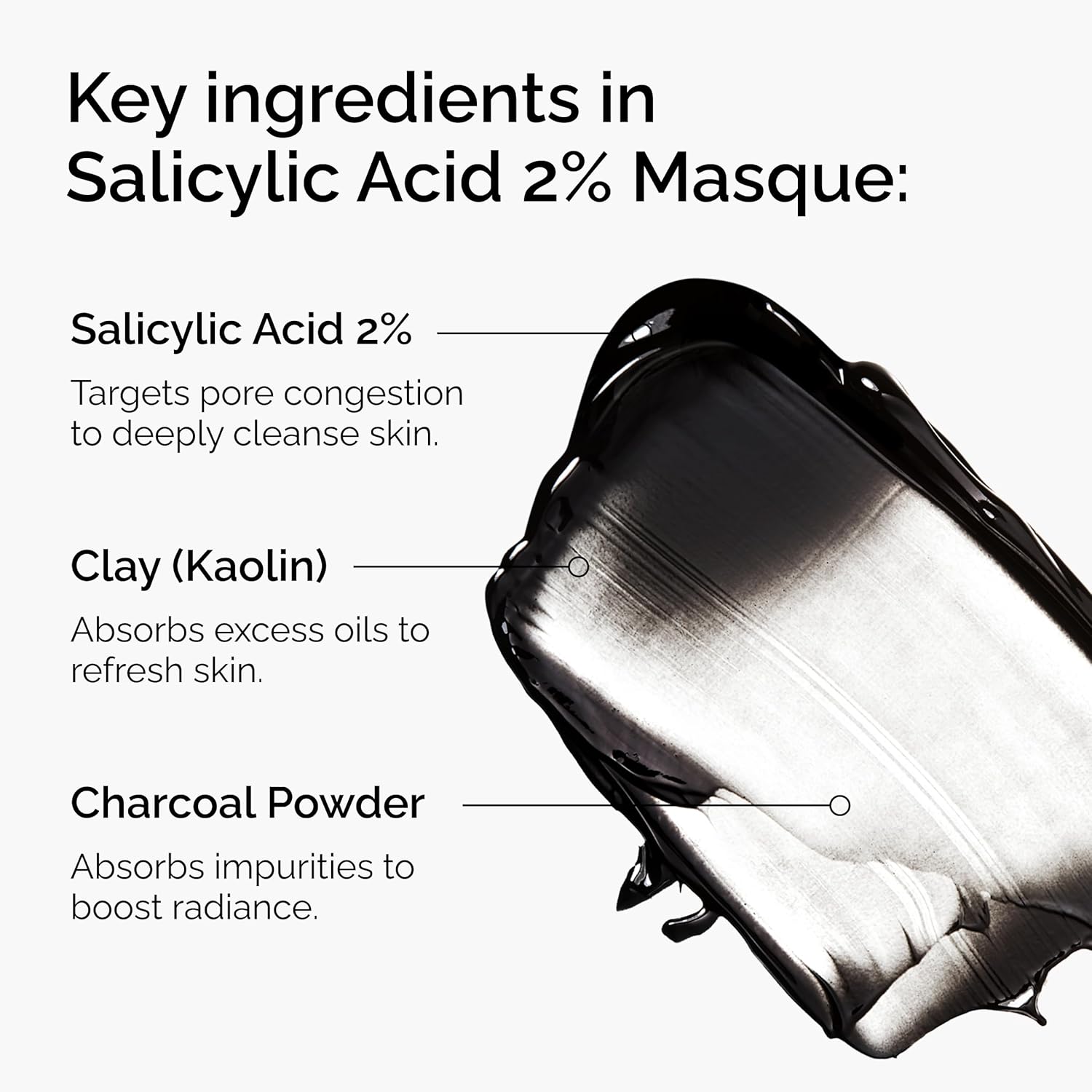The Ordinary Salicylic Acid 2% Masque 50ml black and white clay mask texture
