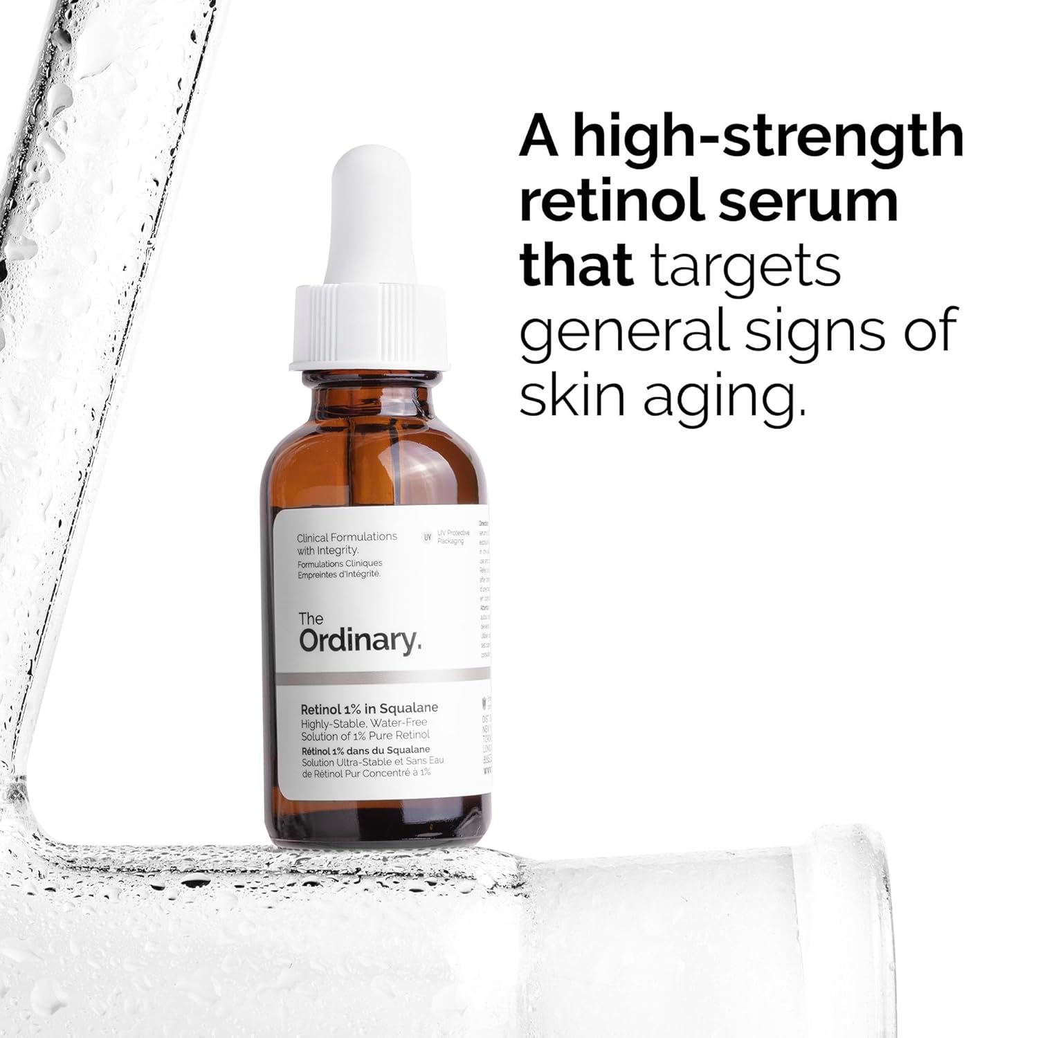 The Ordinary Retinol 1% in Squalane amber dropper bottle serum