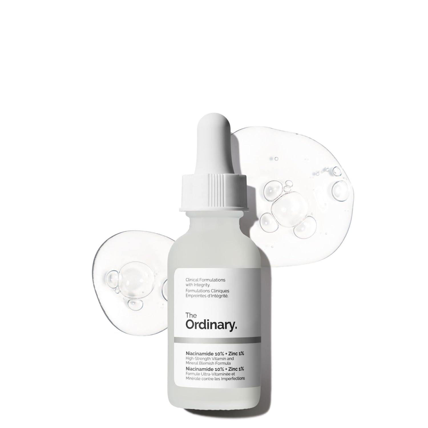 The Ordinary Niacinamide 10% plus Zinc 1% serum bottle with dropper applicator