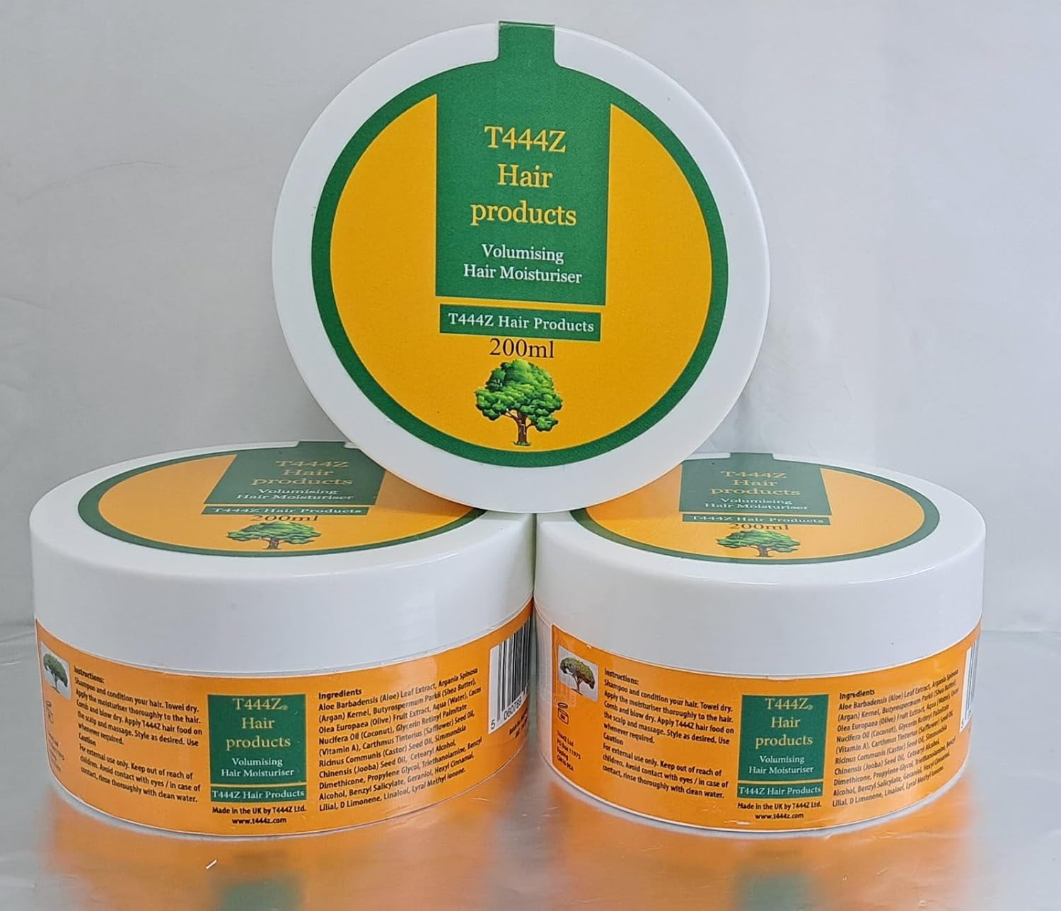 T444Z Volumising Hair Moisturiser 200ml jar with green and gold label