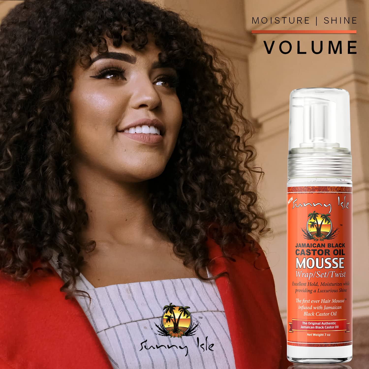 Sunny Isle Jamaican Black Castor Oil Mousse Wrap Set Twist, 7 oz pump bottle