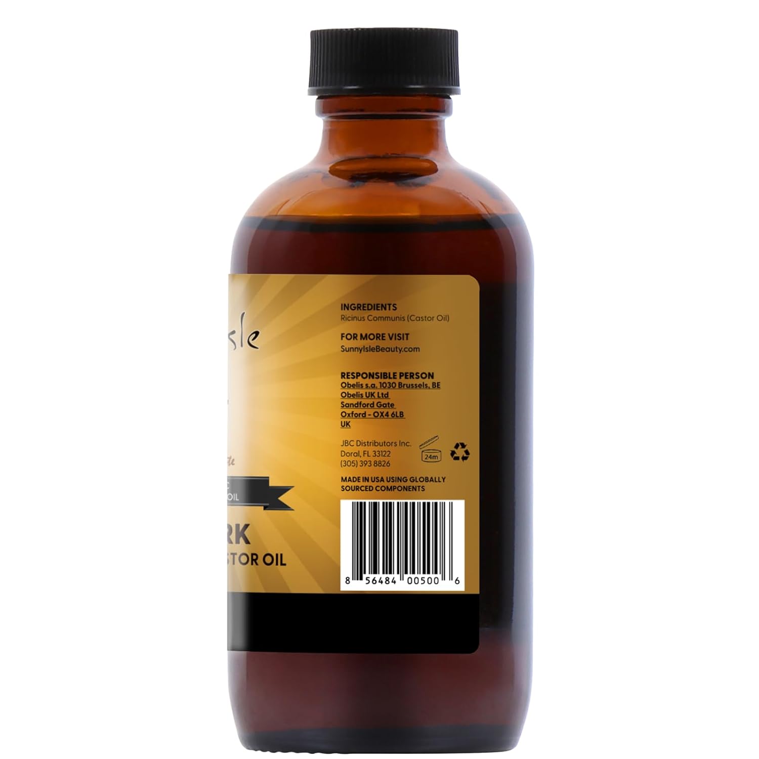 Sunny Isle Extra Dark Jamaican Black Castor Oil, 118 ml bottle with black cap