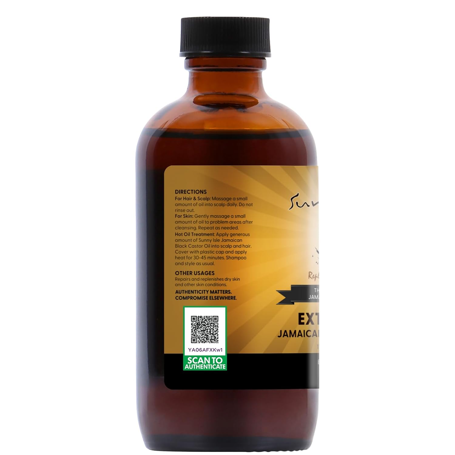 Sunny Isle Extra Dark Jamaican Black Castor Oil 118ml bottle with black cap