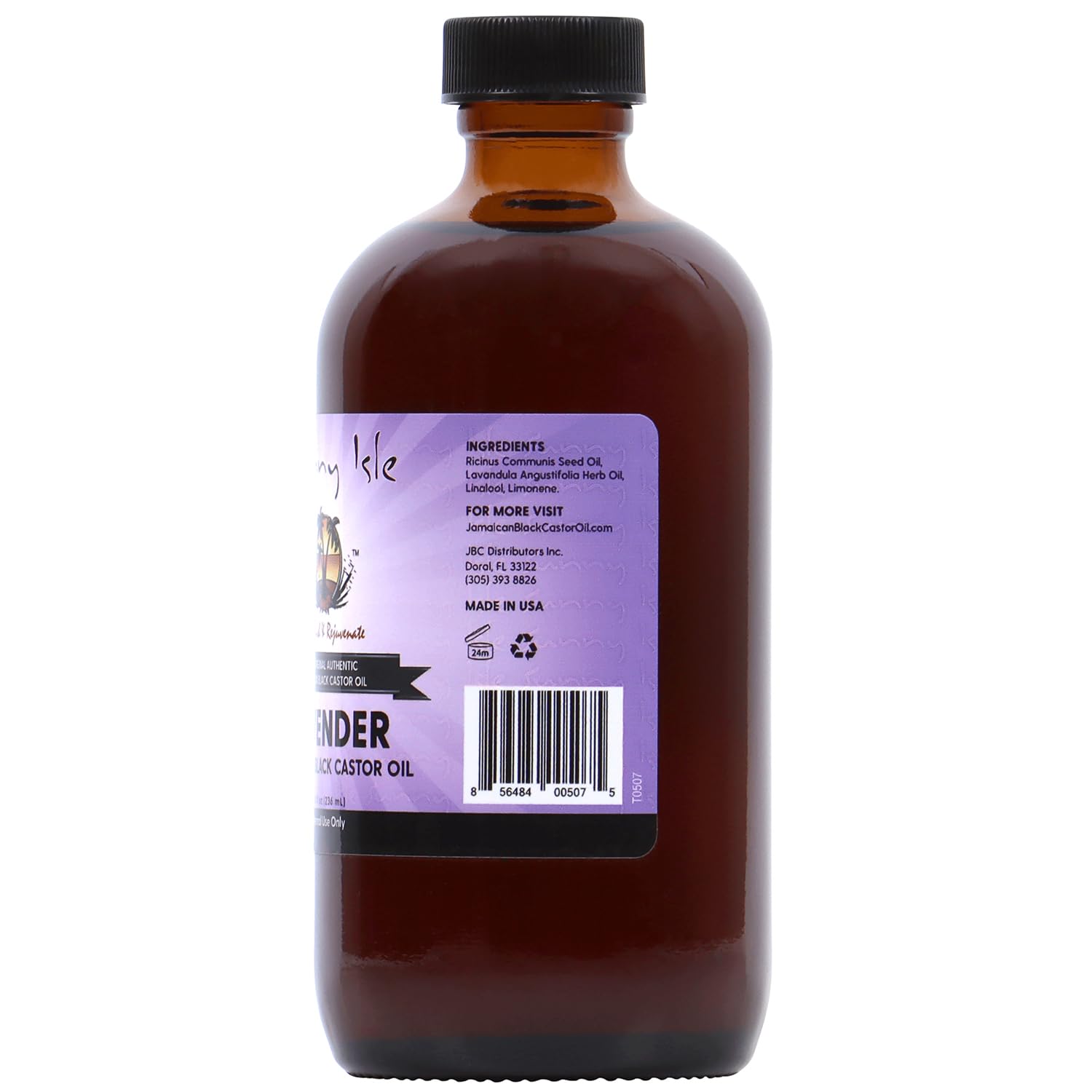 Sunny Isle Lavender Jamaican Black Castor Oil 8 fl oz bottle with purple label