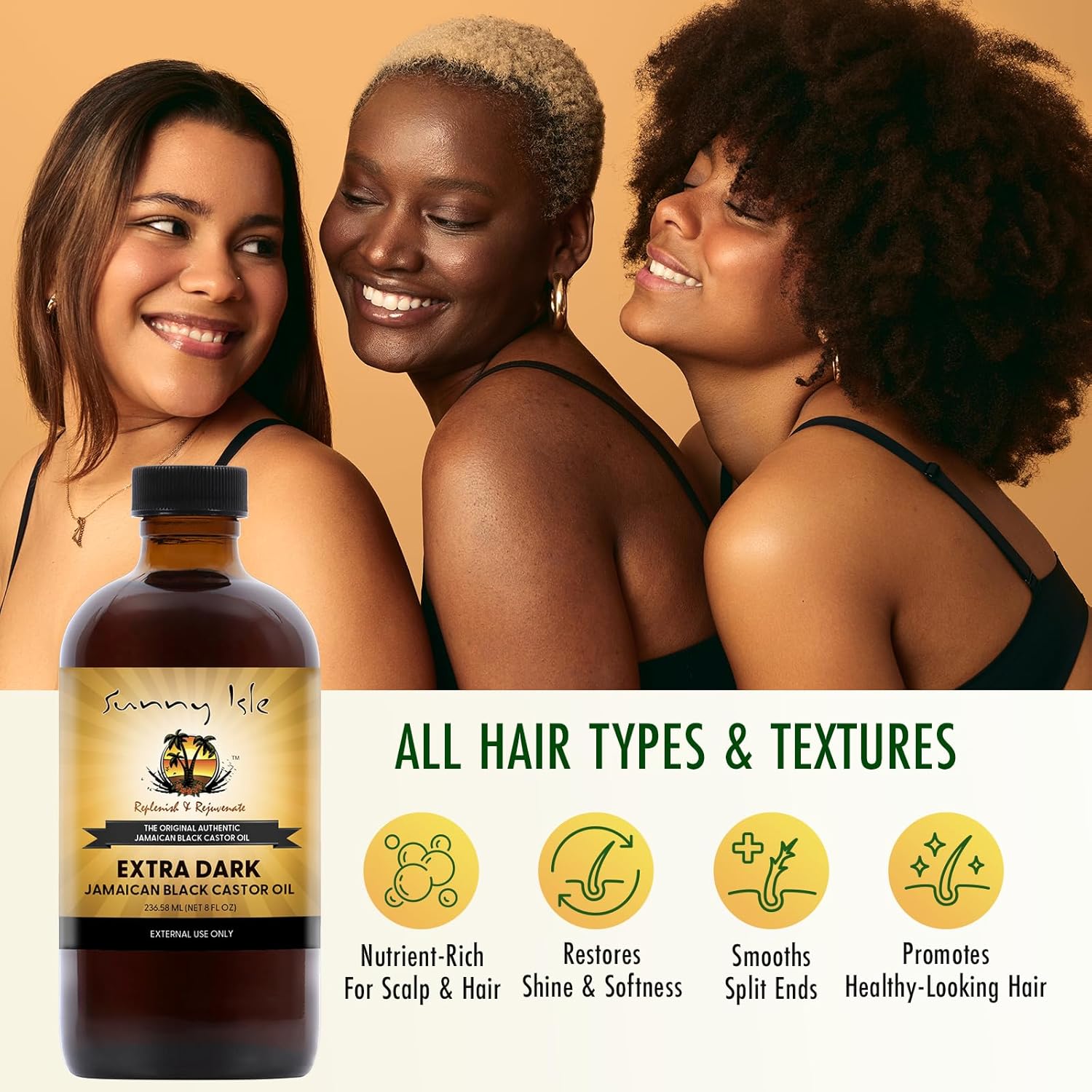 Sunny Isle Extra Dark Jamaican Black Castor Oil, 8 fluid ounce bottle