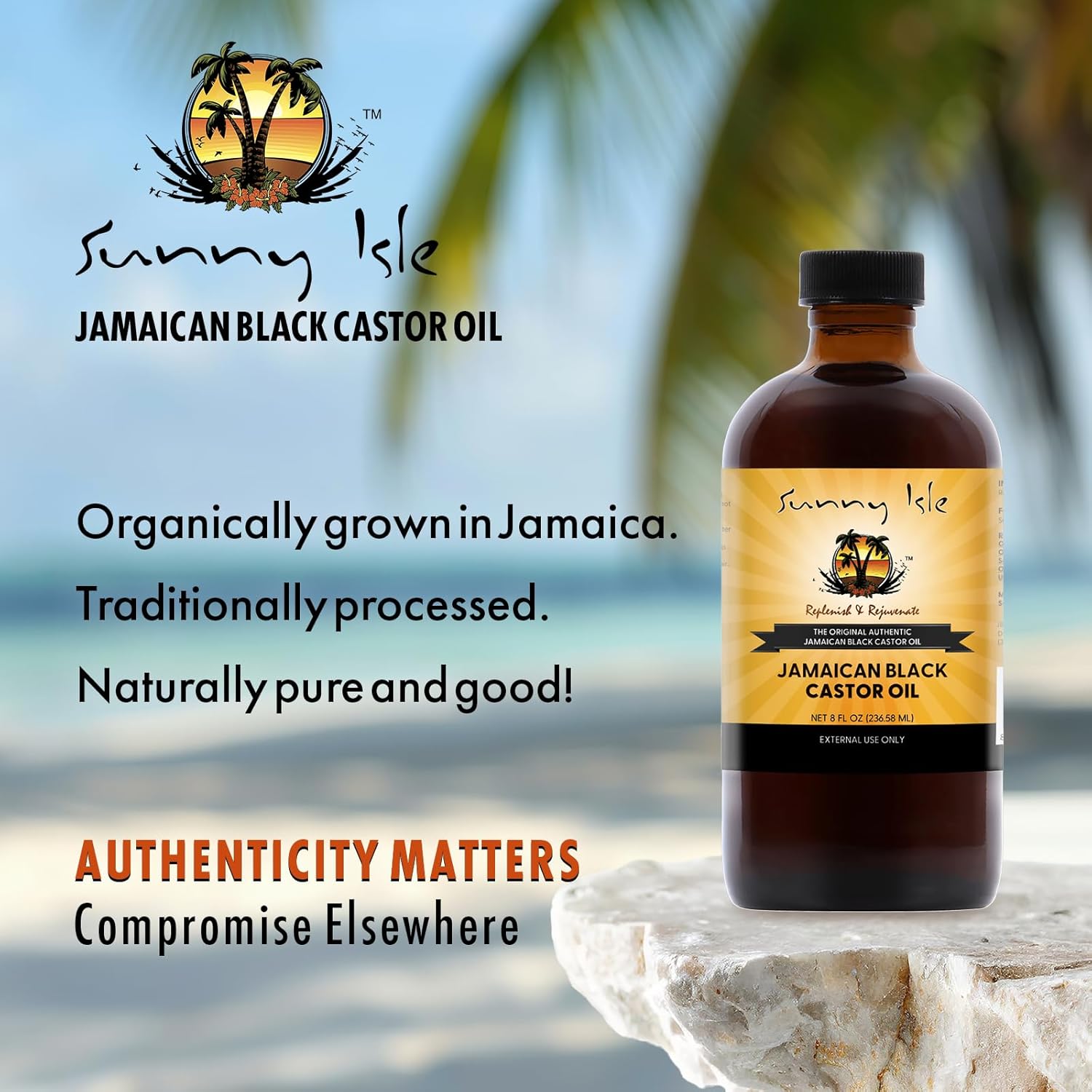 Sunny Isle Original Jamaican Black Castor Oil 8 fl oz dark glass bottle