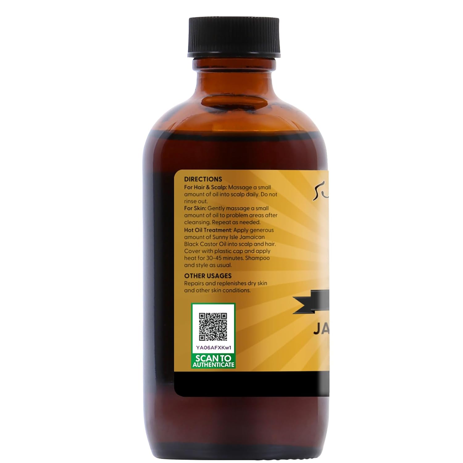Sunny Isle Original Jamaican Black Castor Oil 118ml dark amber bottle with black cap