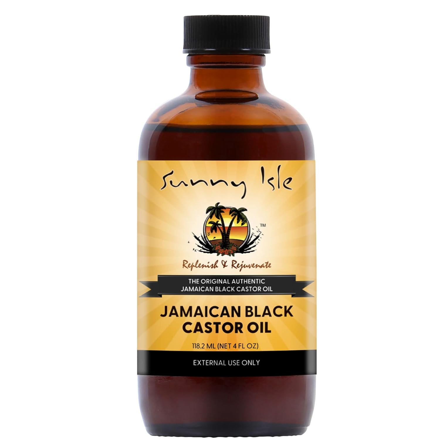Sunny Isle Original Authentic Jamaican Black Castor Oil 118.2ml bottle with black cap