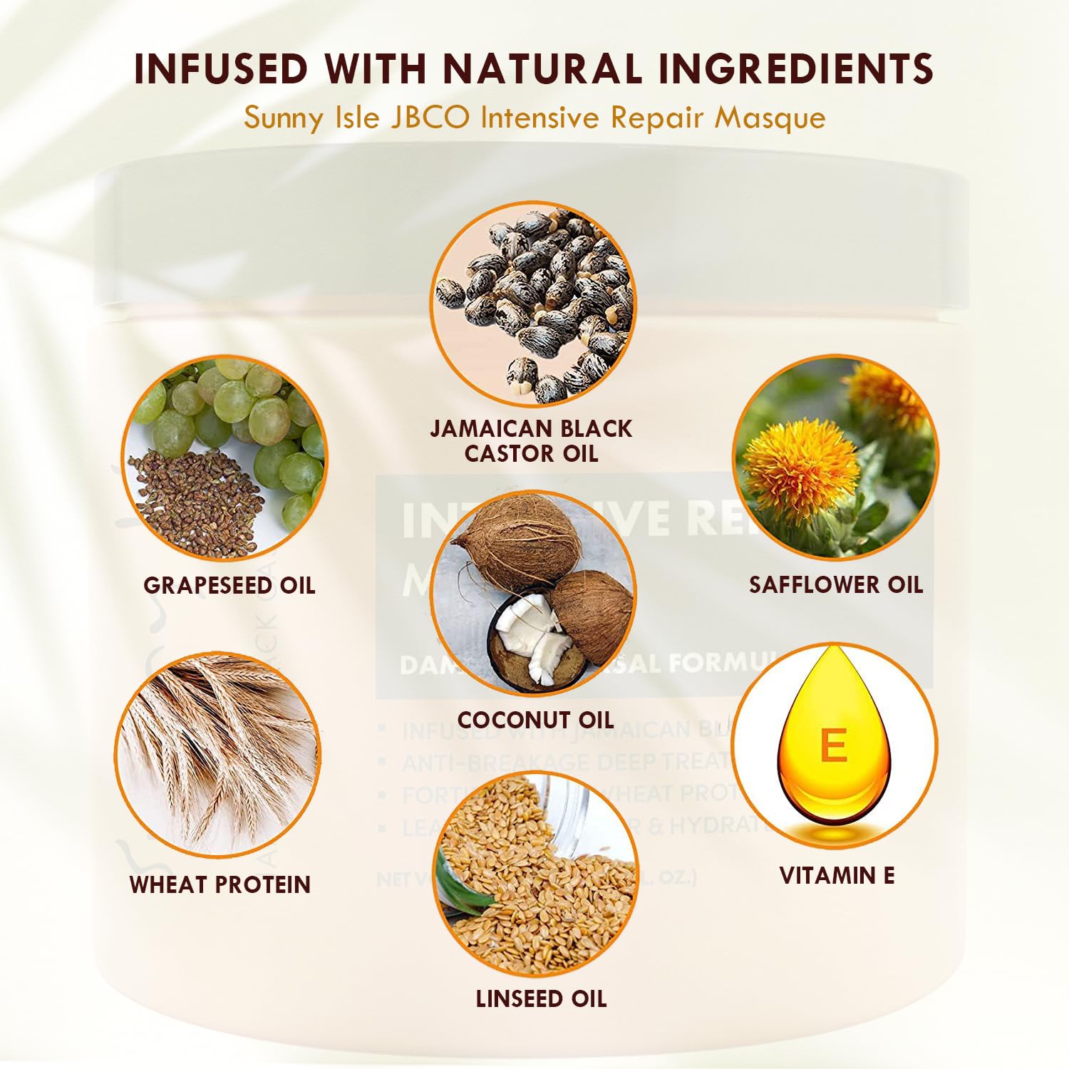 Sunny Isle Jamaican Black Castor Oil Intensive Repair Masque 473ml jar with natural ingredients