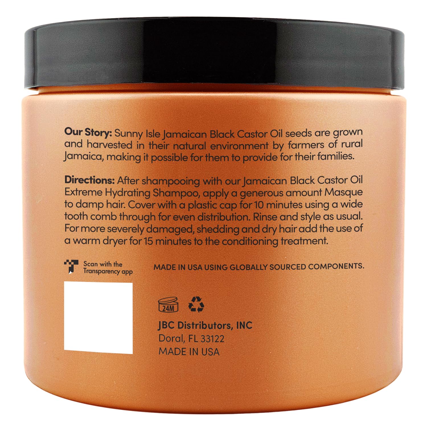 Sunny Isle Jamaican Black Castor Oil Intensive Repair Masque 473 oz jar with black lid