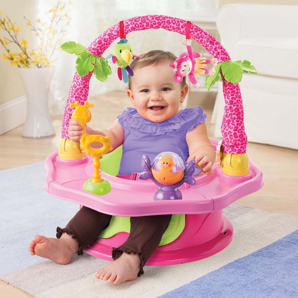 Summer Infant 3-Stage Super Seat in pink with removable toys and activity arch