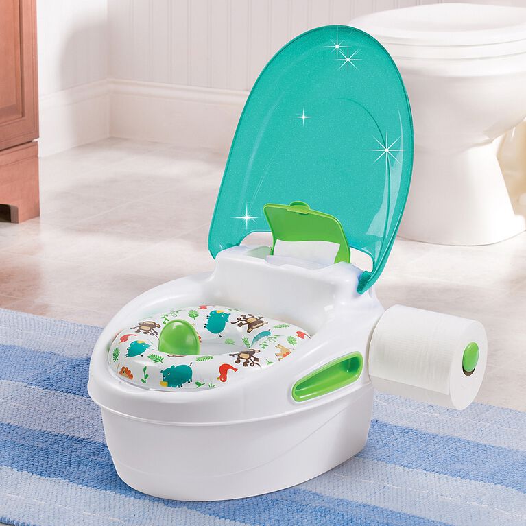 Summer Infant Step-by-Step Potty in turquoise with white seat and green handles
