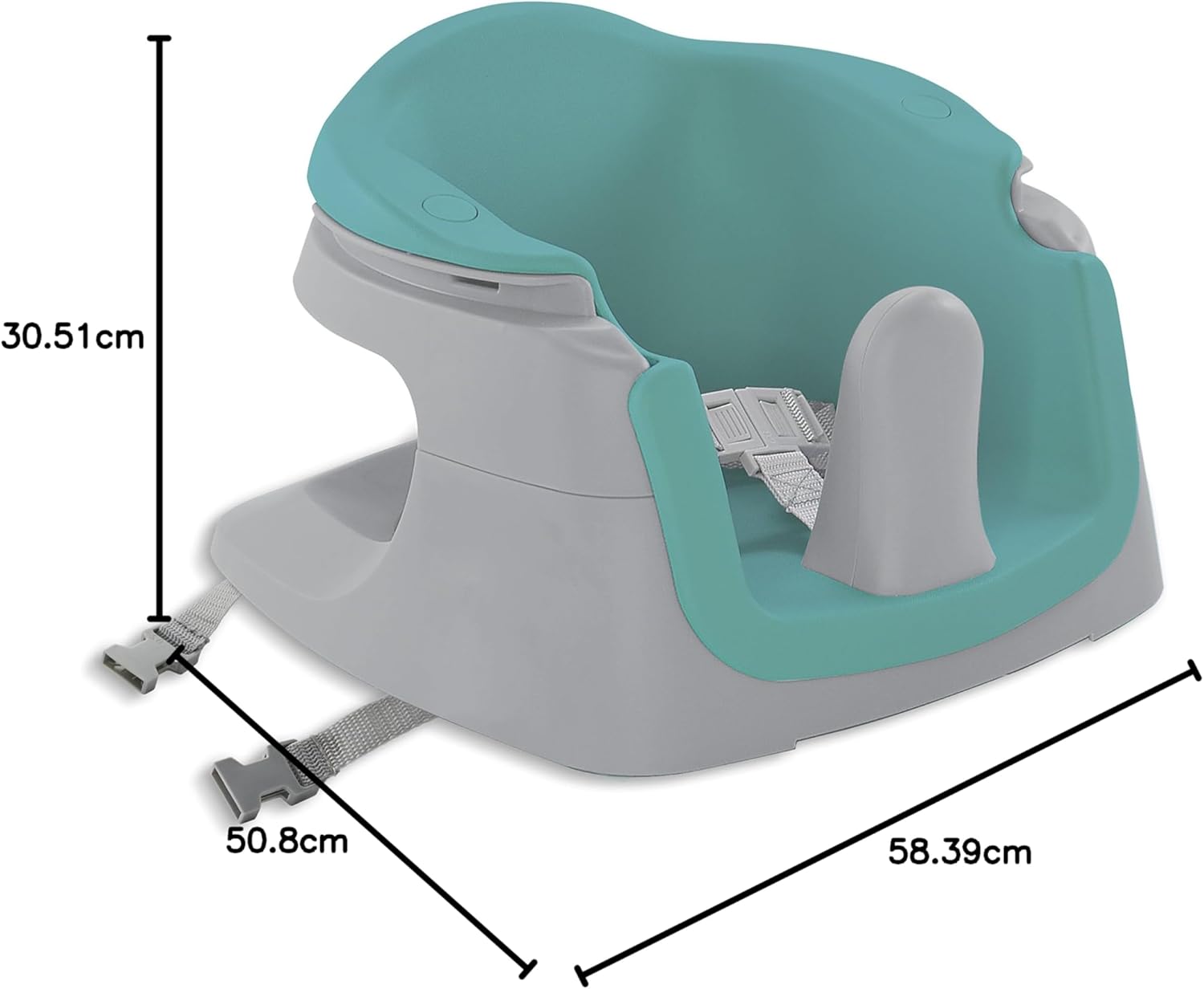 Summer Infant 4-in-1 Super Seat in turquoise and grey with straps
